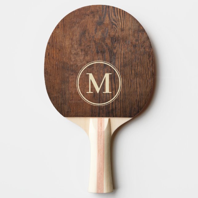 Dark Walnut Wood Monogram Ping Pong Paddle (Back)