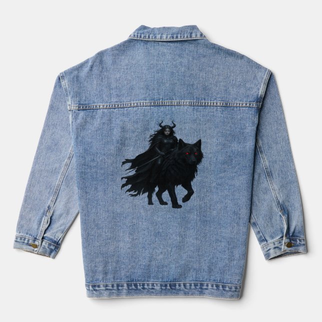 Dark Warrior on Hellenwolf Denim Jacket (Back)