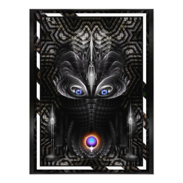 Dark Warrior Sculpture Fractal Art Photo Print (Front)