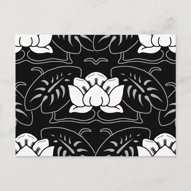 Dark Water Lily Motif Postcard (Front)