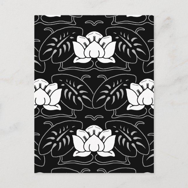 Dark Water Lily Motif Postcard (Front)