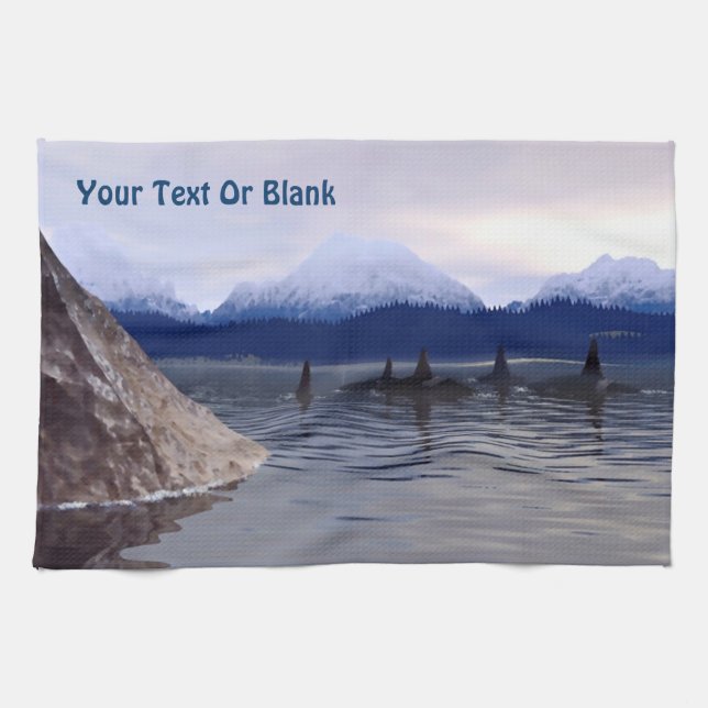 Dark Water Orca Tea Towel (Horizontal)
