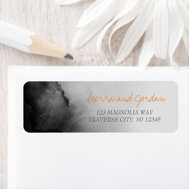 Dark Watercolor Halloween Orange Black Wedding (Insitu)