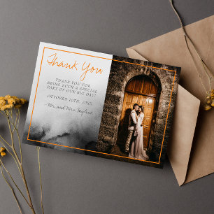 Dark Watercolor Halloween Wedding Thank You Card