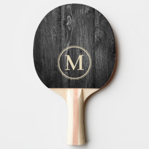 Dark Weathered Wood Monogram Ping Pong Paddle