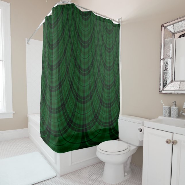 Dark Welsh Plaid-polarised Shower Curtain (In Situ)