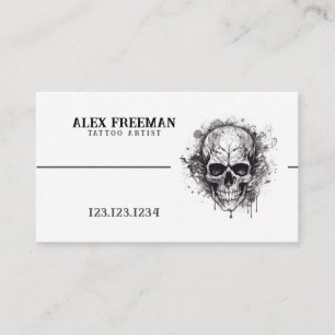Dark White and Black Skull Tattoo Artist Tattooer Business Card