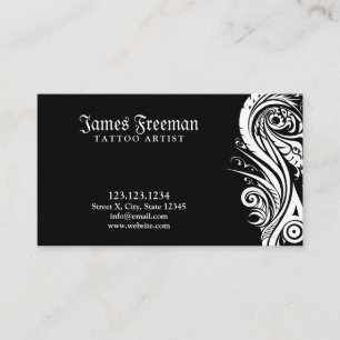 Dark White & Black Tribal Tattoo Artist Tattooist Business Card