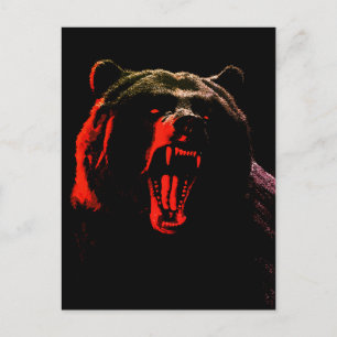 Dark Wild Bear Portrait in Dramatic Lighting Postcard