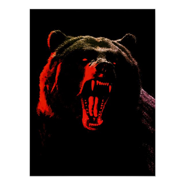 Dark Wild Bear Portrait in Dramatic Lighting Poster (Front)