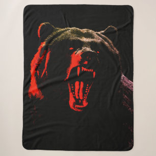 Dark Wild Bear Portrait in Dramatic Lighting Sherpa Blanket