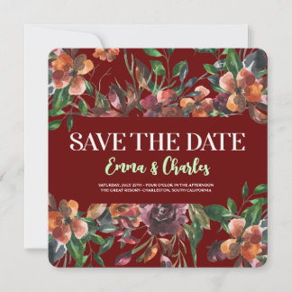 Dark Wild Flowers Save The Date Invitation