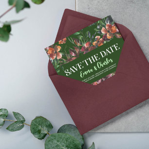 Dark Wild Flowers Save The Date Invitation