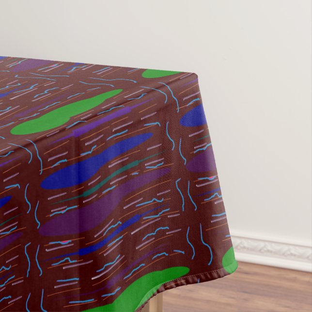 Dark wine colored art inspired tablecloth (In Situ)