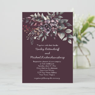 Dark Wine, Dusty Lavender, Dusty Purple, Sage   Invitation