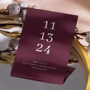 Dark Wine Fall Wedding Minimalist Burgundy Plum Save The Date
