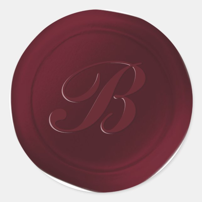 Dark Wine Red 1 Letter Monogram Wax Seal Stickers (Front)
