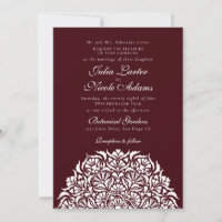 Dark Wine Red Brown Whimsical Floral Style Wedding