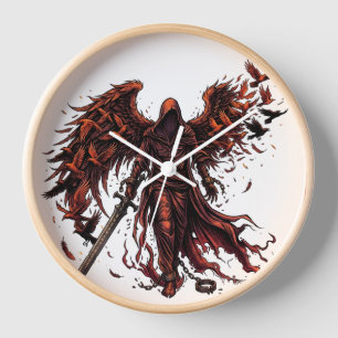 Dark Winged Reaper Rising Gothic Fantasy Clock