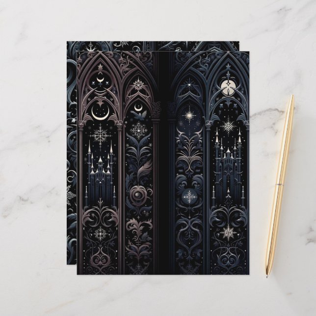 Dark Winter Gothic Paper Craft Cardstock (Front/Back In Situ)