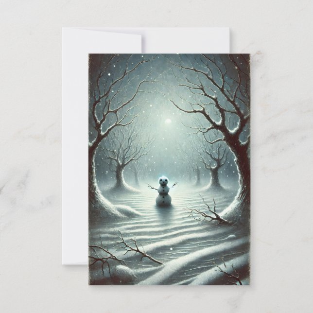 Dark Winter Night Holiday Greeting Card (Front)
