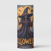 Dark Witch and Pumpkins – Spooky Halloween Art