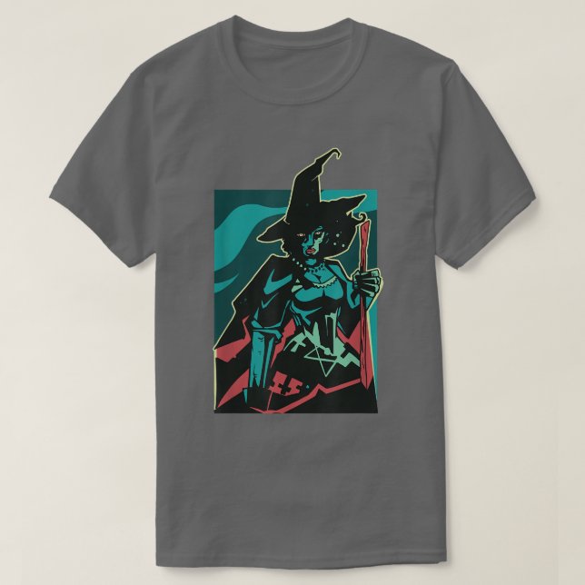 Dark Witch With A Broom Witchery Dark Magic 572  T-Shirt (Design Front)