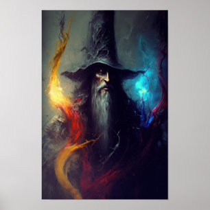 Dark Wizard Fantasy Art Poster Mage Decor