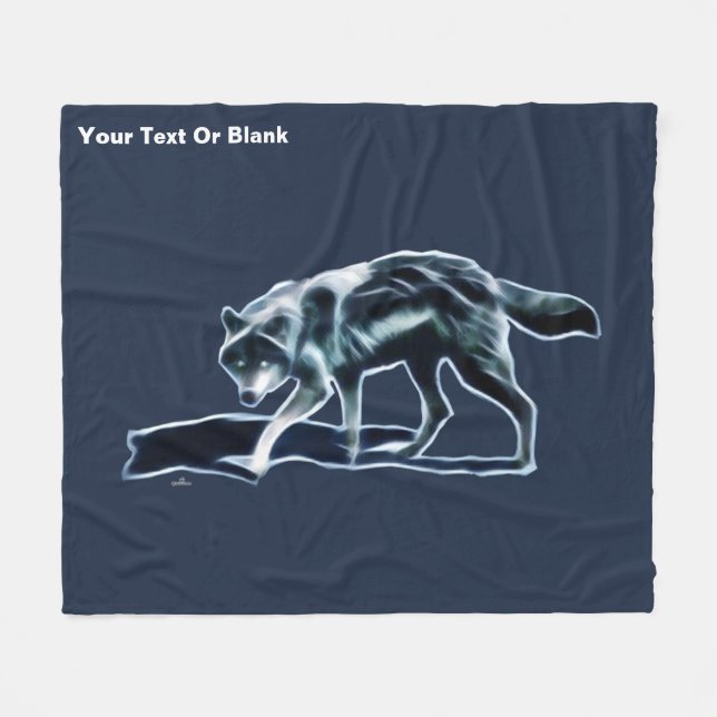 Dark Wolf Fleece Blanket (Front (Horizontal))