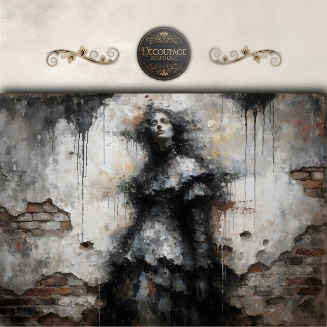 Dark Woman in Crumbling Wall Decoupage Tissue Paper (Dark Woman in Crumbling Wall Decoupage)