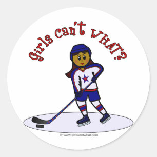 Dark Womens Hockey Player Classic Round Sticker