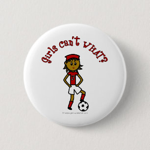 Dark Womens Soccer in Red Uniform 6 Cm Round Badge