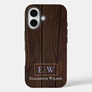 dark wood and modern personalized iPhone 16 case