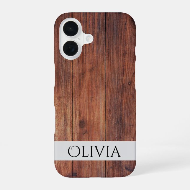 dark wood and modern personalized  iPhone 16 case (Back)