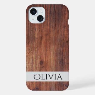 dark wood and modern personalized iPhone 15 plus case