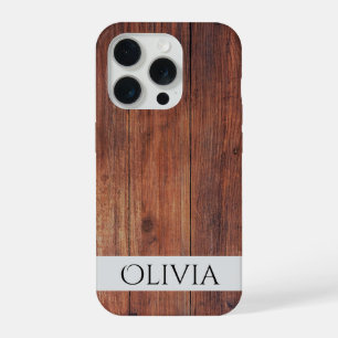 dark wood and modern personalized iPhone 15 pro case