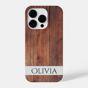 dark wood and modern personalized  iPhone 14 pro case