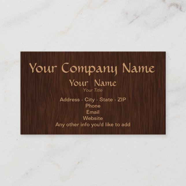 Dark Wood Background Custom Business Cards (Front)