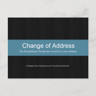 Dark Wood & Blue Change of Address Postcard