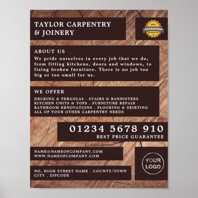 Dark Wood, Carpentry, Carpenter Advertising Poster (Front)