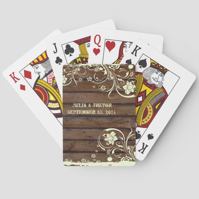 Dark Wood Country Personalised Playing Cards (Back)