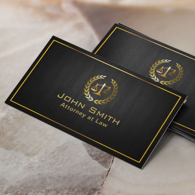 Dark Wood Gold Scale Lawyer/Attorney Business Card (Creator Uploaded)