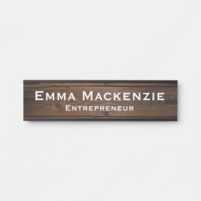 Dark Wood Grain Customizeable Office Door Sign (Front)