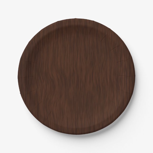 Dark Wood Grain Look Background Paper Plate (Front)