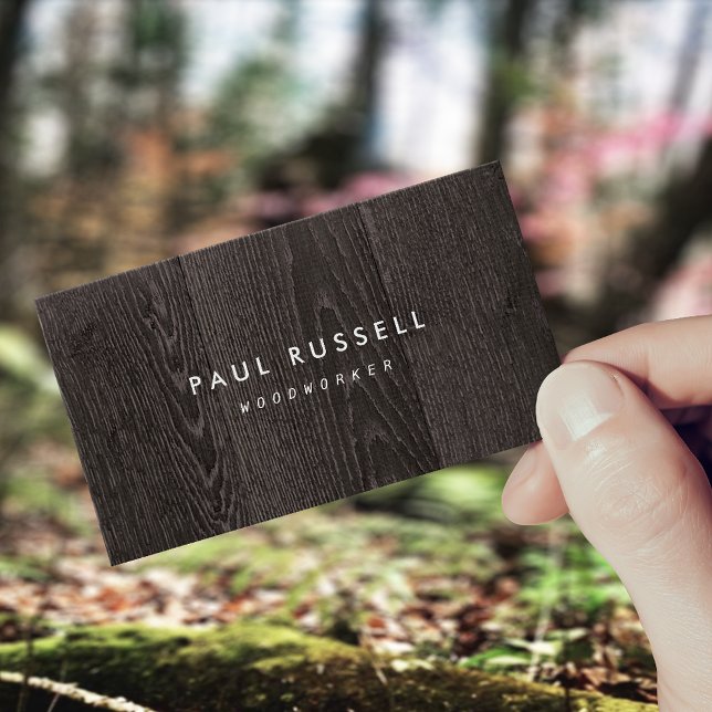 Dark Wood Grain Rustic Carpentry Business Card (Creator Uploaded)