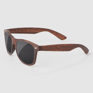 Dark wood grain sunglasses with crossed arms