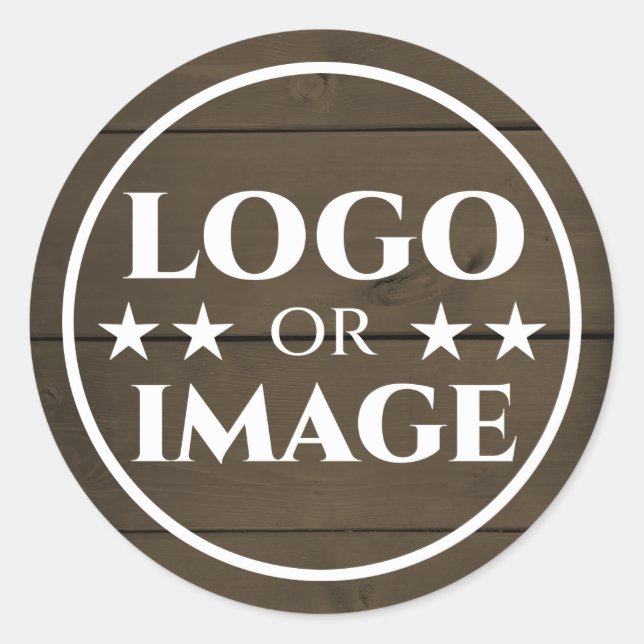 Dark Wood Grain Wooden Boards Logo Image Template Classic Round Sticker (Front)