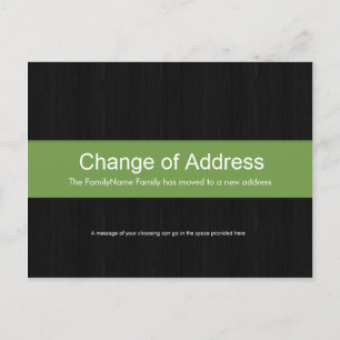 Dark Wood & Green Change of Address Postcard