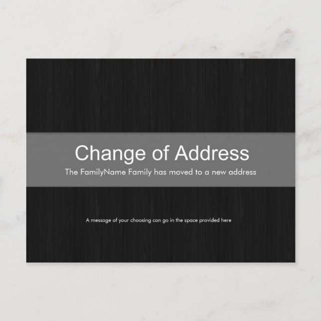 Dark Wood & Grey Change of Address Postcard (Front)