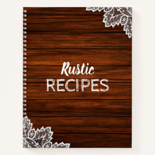 Dark Wood &  Lace Rustic Recipe Book